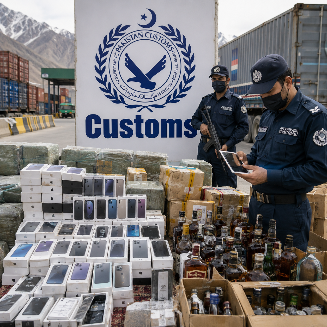 Pakistan Customs seizes Rs158 million worth of smuggled phones, liquor at Sost Dry Port