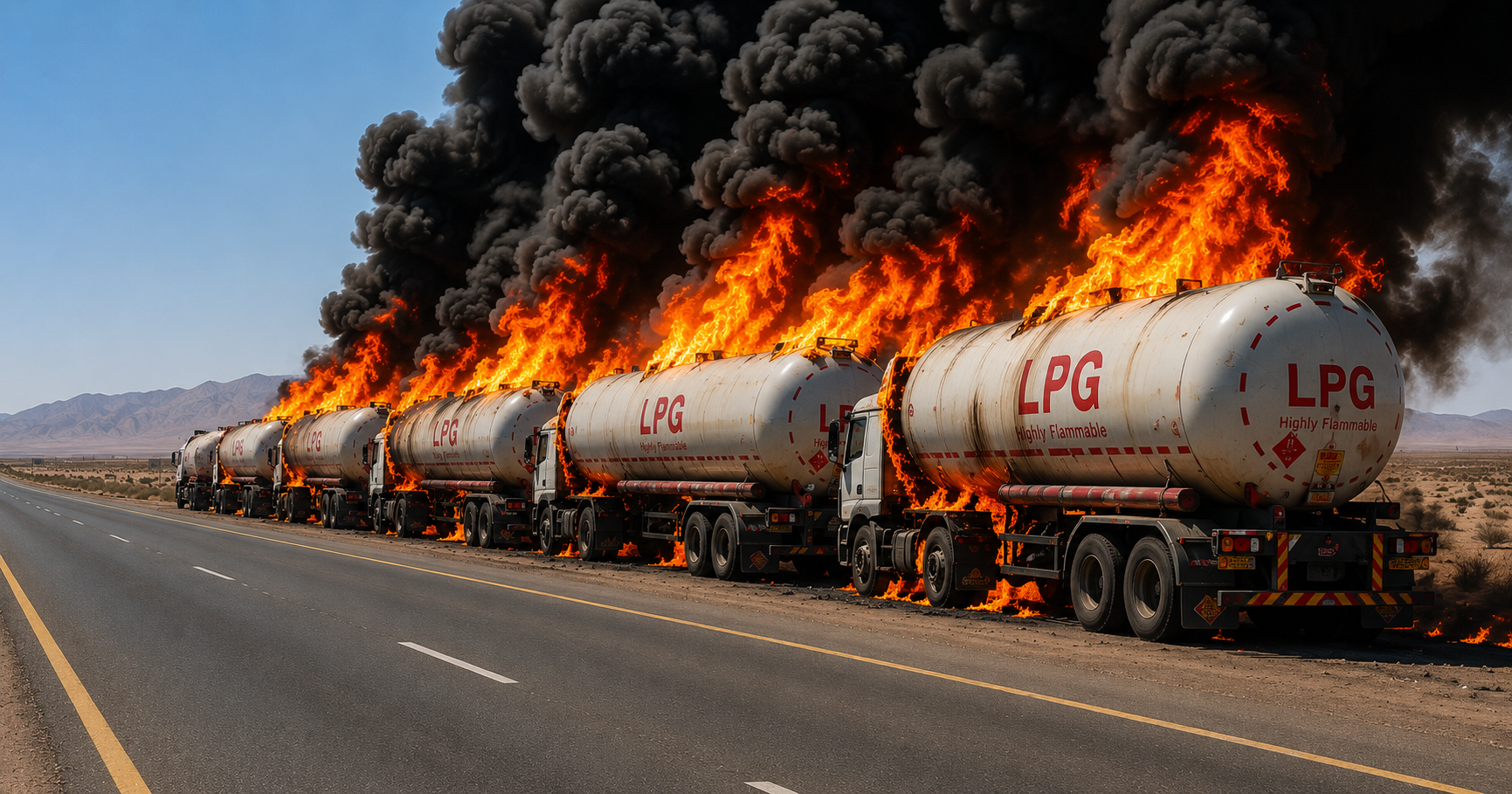 Armed men torch six LPG bowsers on Quetta–Taftan highway in Nushki