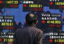 Asian stock markets down, following declines on Wall Street