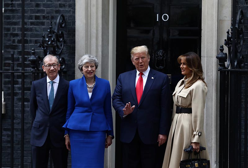 Trump promises Britain a substantial post-Brexit trade deal as protesters gather