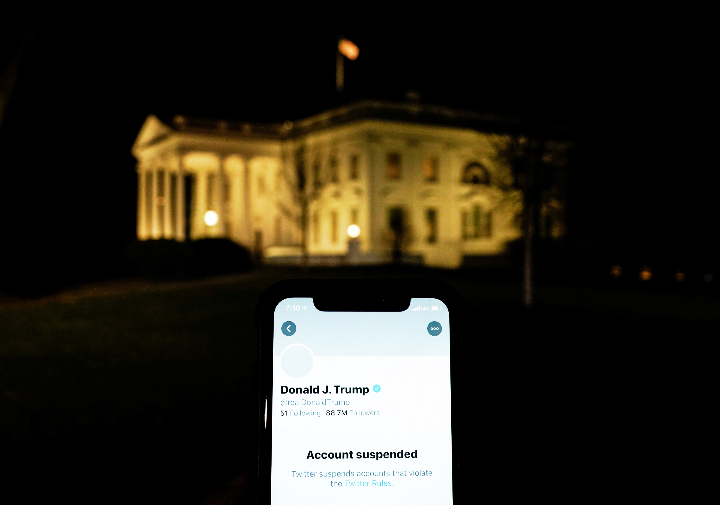 Twitter tumbles as Trump ban puts social media in spotlight
