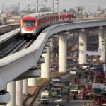 (180516) — LAHORE, May 16, 2018 (Xinhua) — Photo taken on May 16, 2018 shows the Orange Line Metro Train (OLMT) during a test run in eastern Pakistan’s Lahore. Pakistan on Wednesday made a test run of its first metro train service in Lahore, the capital