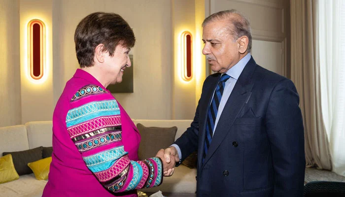 PM Shehbaz meets IMF chief, urges lender to release stalled funds
