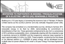 Invitation to Participate in Bidding / Prequalification of K-Electric Limited (KE) Renewable Projects