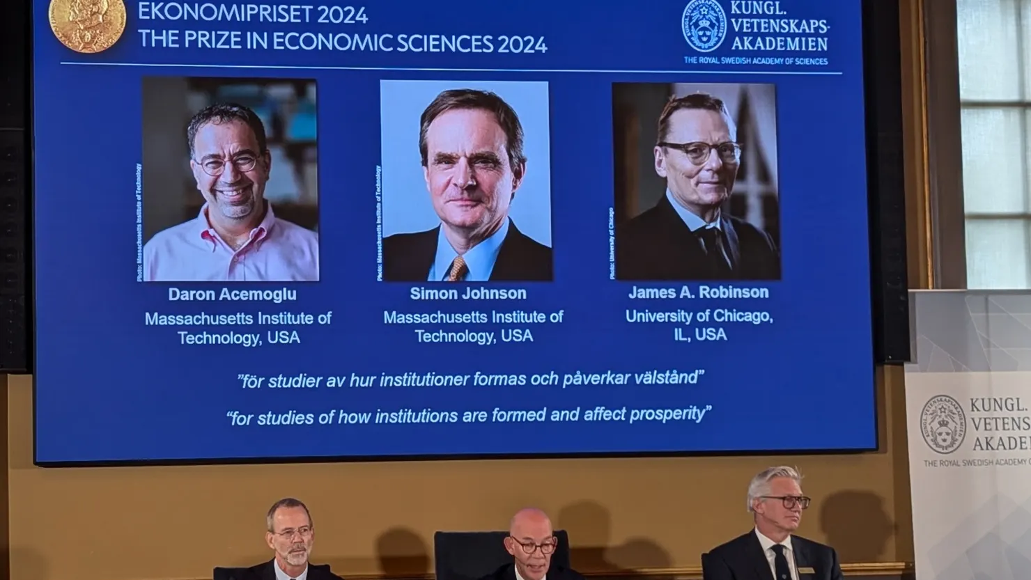 Nobel economics prize for 2024 awarded to three USbased economists