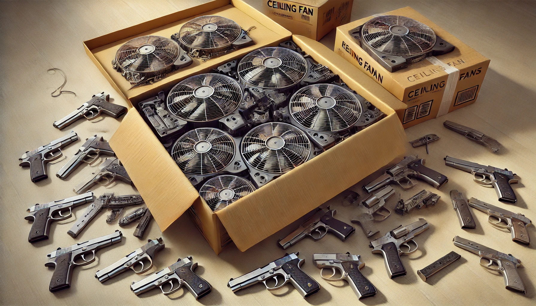 Customs foil attempt to smuggle 1,464 pistols hidden in ceiling fan shipment