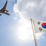south korea flag and plane