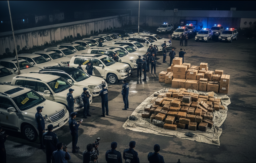 Customs seizes Rs470 million worth of smuggled goods, including 19 NDP vehicles, 109 kg of hashish