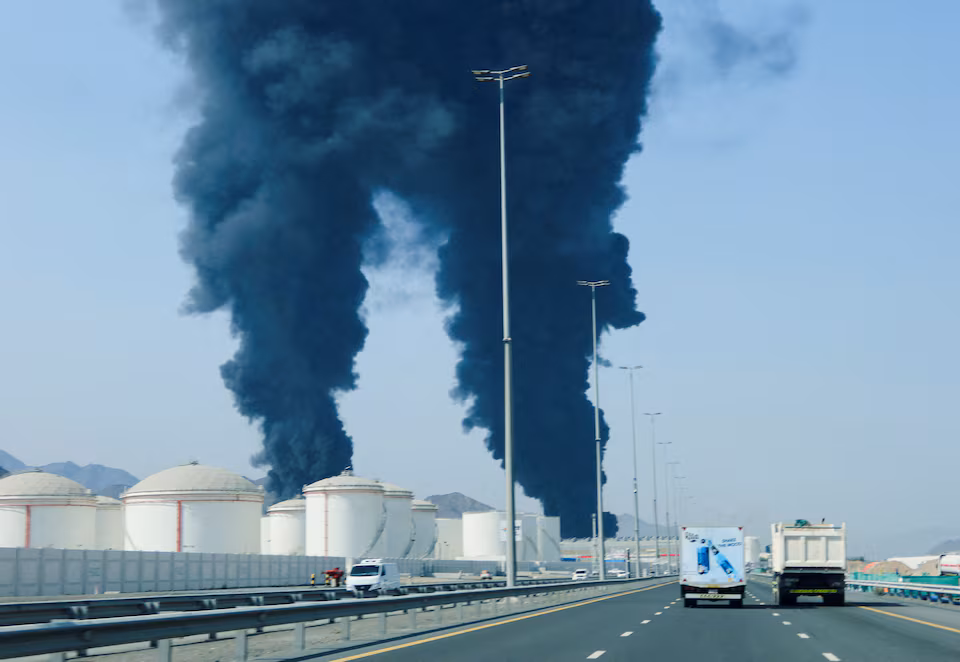 Fire breaks out at Fujairah Oil Industry Zone after drone attack from Iran