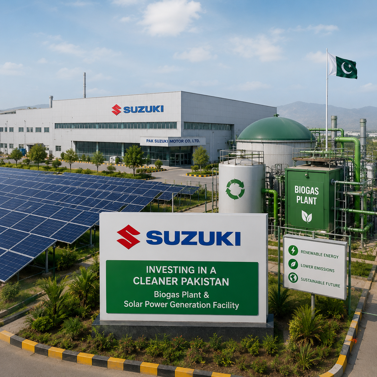 Pak Suzuki launches biogas, solar power facilities at Karachi plant